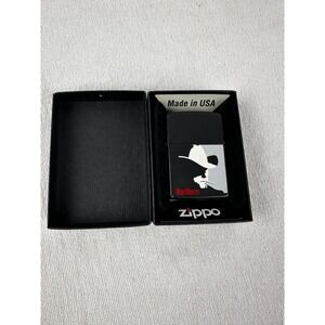 1992 Marlboro Zippo‎ Black & Red COWBOY SILHOUETTE Box & Papers